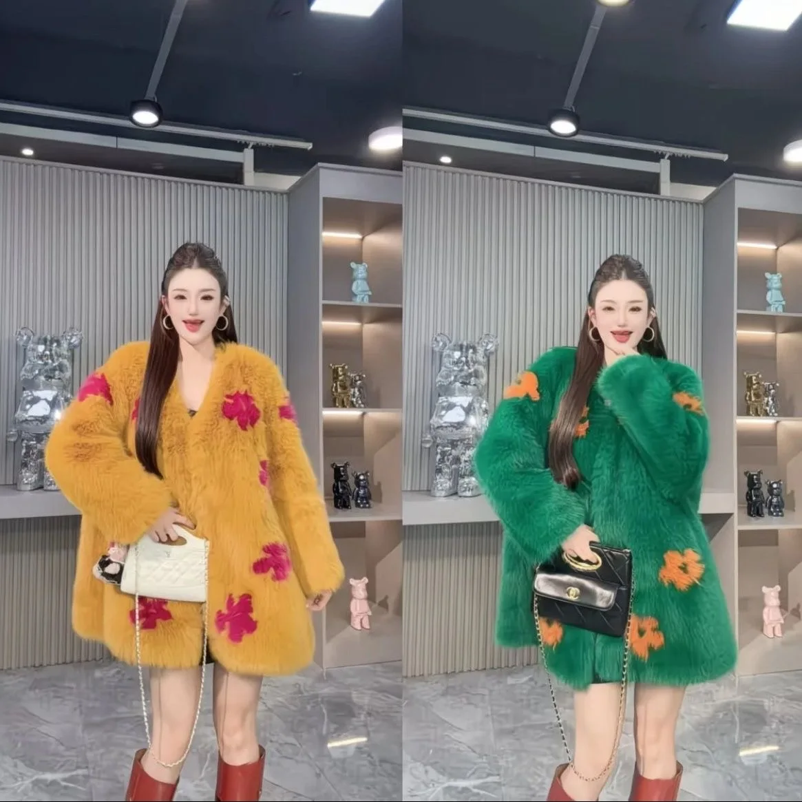 2025 herbst Winter Neue Mode Abnehmen Pelzmantel Frauen Verdickt Warme Pelzigen Toca Elegante Nette Halloween Pelzigen Jacke Weibliche