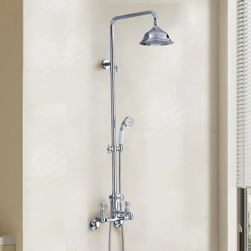 Beauty Bathroom Shower Faucet Copper Rust-proof Household Double Handle Hot Cold Mixer Shower System Bathroom Accessories