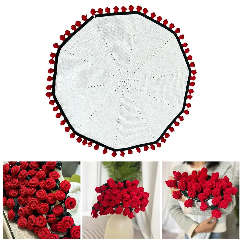 Lightweight Camping Blanket Handmade Crochet Rose Bouquet Blanket Crocheted Flower Throw Blanket Floral Decor for Home Bed Couch