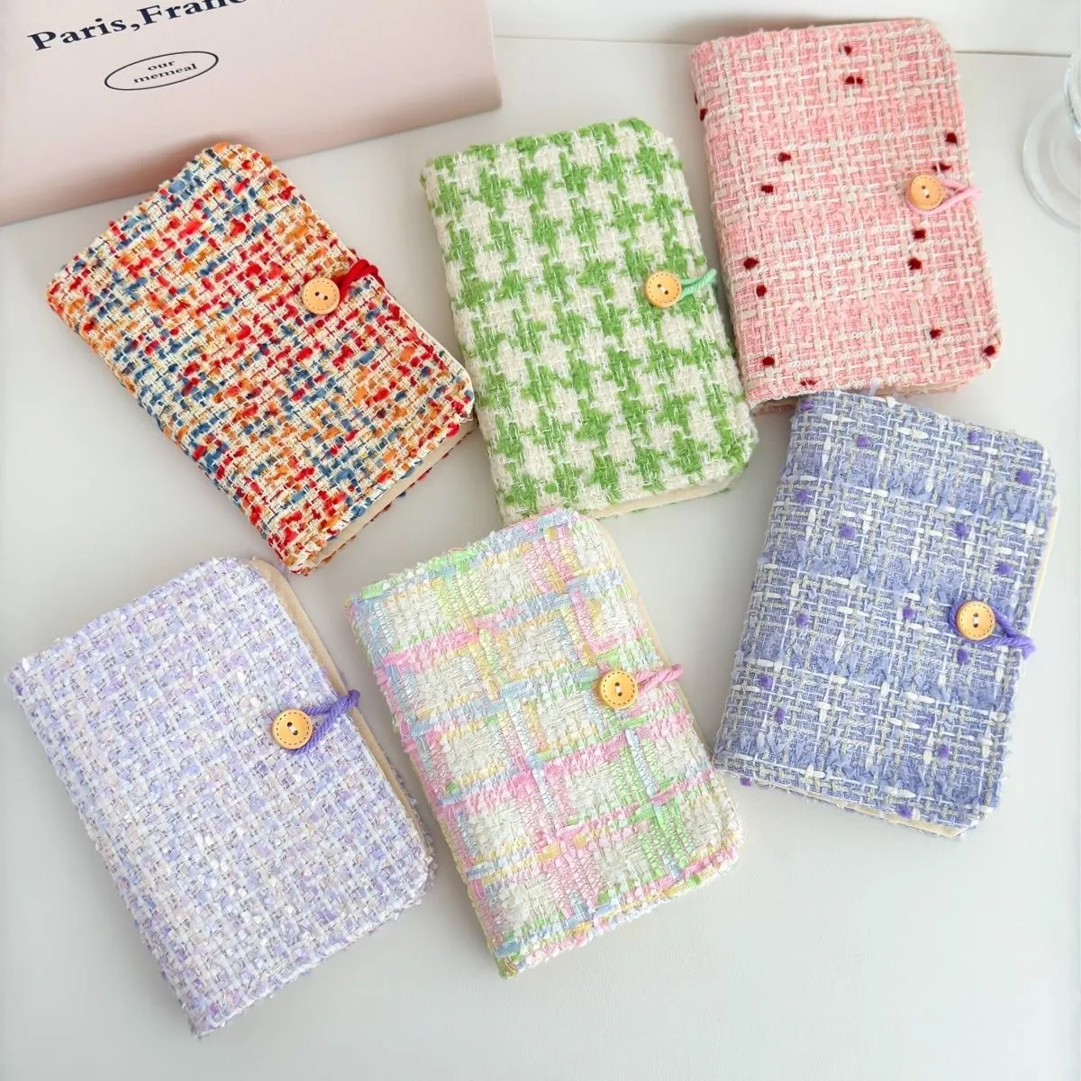 Ins A7 Binder Soft Weaving Notebook Grid Blank Diary Cute Girl Portable Office Notepad Plan Book Mini Pocket Handbook stationery