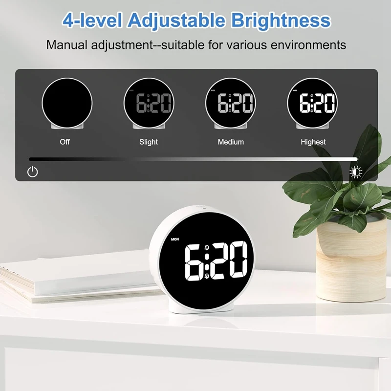 Alarm Clock Digital Travel Alarm Clocks Bedside Battery Mains Powered Dual Loud Alarms For Heavy Sleepers Clock White Durable