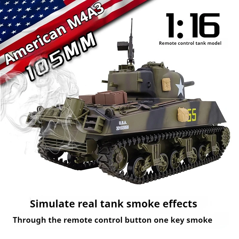 Helong Coolbank Sherman M4a3bb Bullet Shooting Electric Remote Controlled Tank Smoke Military Tank Model Toy Gift