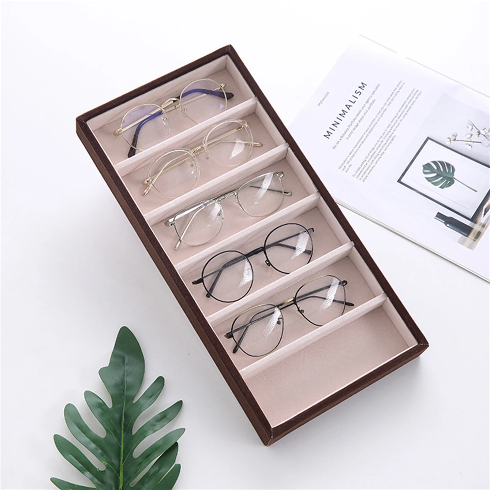 

6-Slot Sunglasses Storage Case Jewelry Eyewear Display Case Glasses Container Travel Sunglasses Container Home Organizer Box