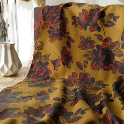 Retro Style Dark Flower Yarn Dyed Jacquard Fabric Women's Cheongsam Dress Bag Diy Sewing Fabric 50cmx160cm