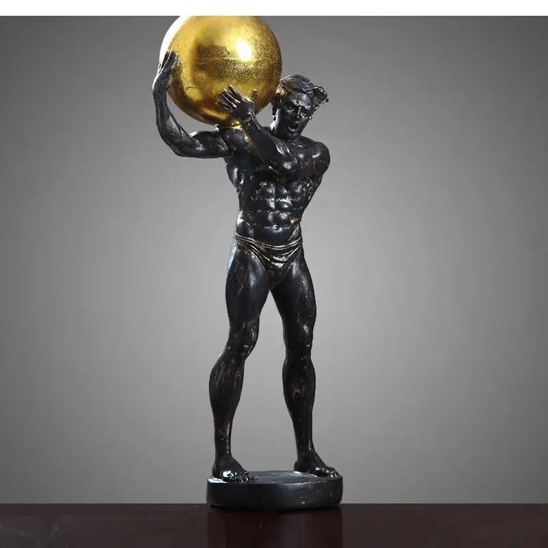 

Resin Globe Character Titan Sculpture Decoration Crafts American Retro Living Room Home Accessories