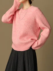 DUSHU 14.8% Wool Sweet Style Plus Size Sweater For Women 2024 Winter New Commuting Fashion All-match Pullover Sweater 24DS84226