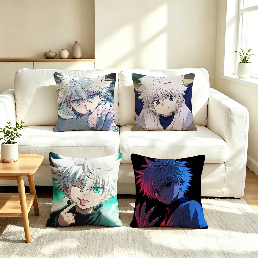 K-Killua Z-Zoldyck Hunter X Hunter  Square Double-Sided printed Pillow Case Bedroom Bedside Pillow Sofa Cushion Cover