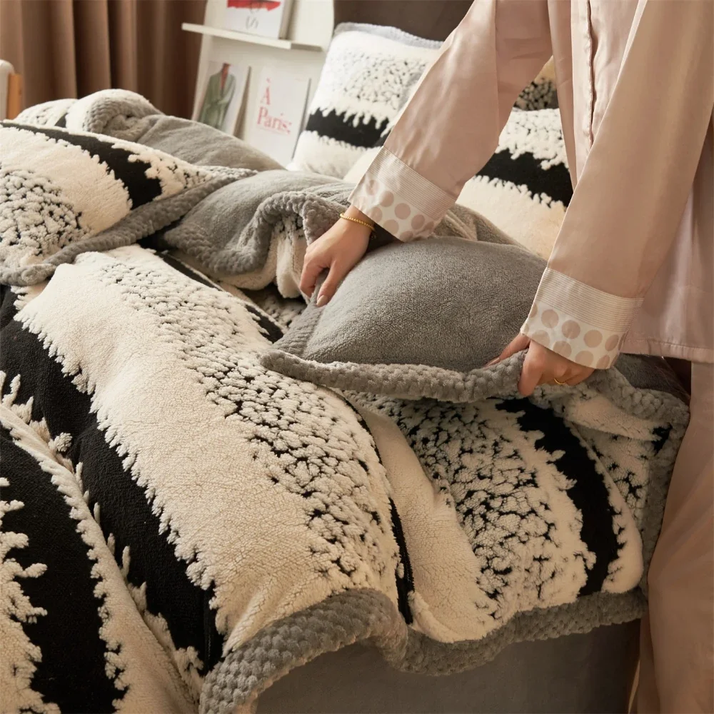 أغطية لحاف شتوية دافئة للغاية أغطية قطيفة قابلة للفصل تصميم سميك للفراش ليالي باردة سهلة الغسل Poszewka Na Koлаdrę #3