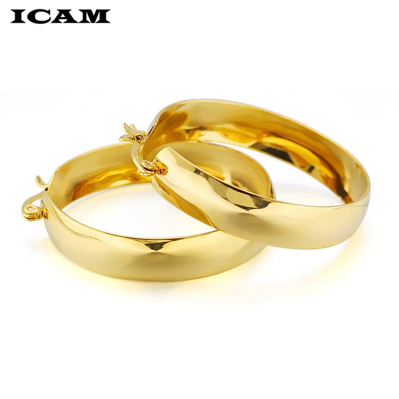 ICAM  Gold Color Circle Oversize Earring Set For Women Vintage Wide Statement Hoop Earring Ladies Jewelry Wholesale 2019