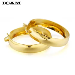 ICAM Gold Color Circle Oversize Earring Set For Women Vintage Wide Statement Hoop Earring Ladies Jewelry Wholesale 2019