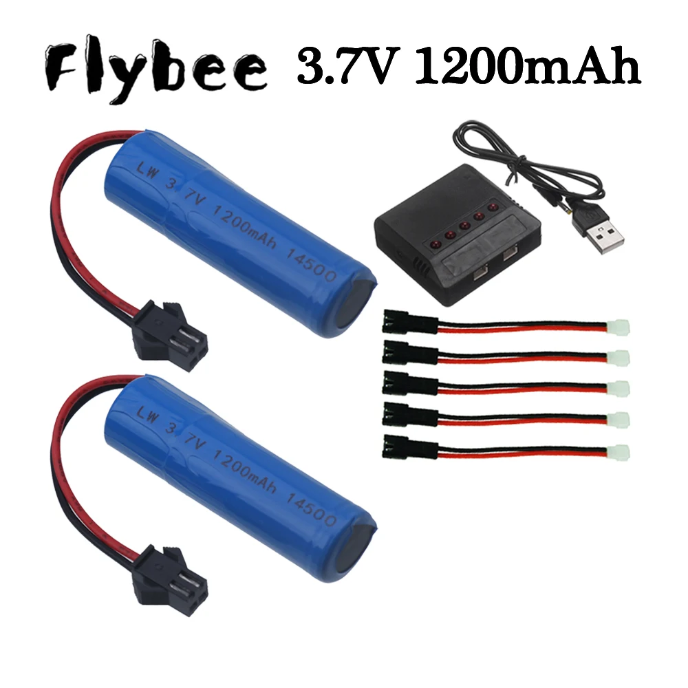 14500 3.7v 1200mah Bateria Lipo Recarregável SM plug Para RC Stunt Dump Car JJRC C2 D828 RC Peças de carro com carregador