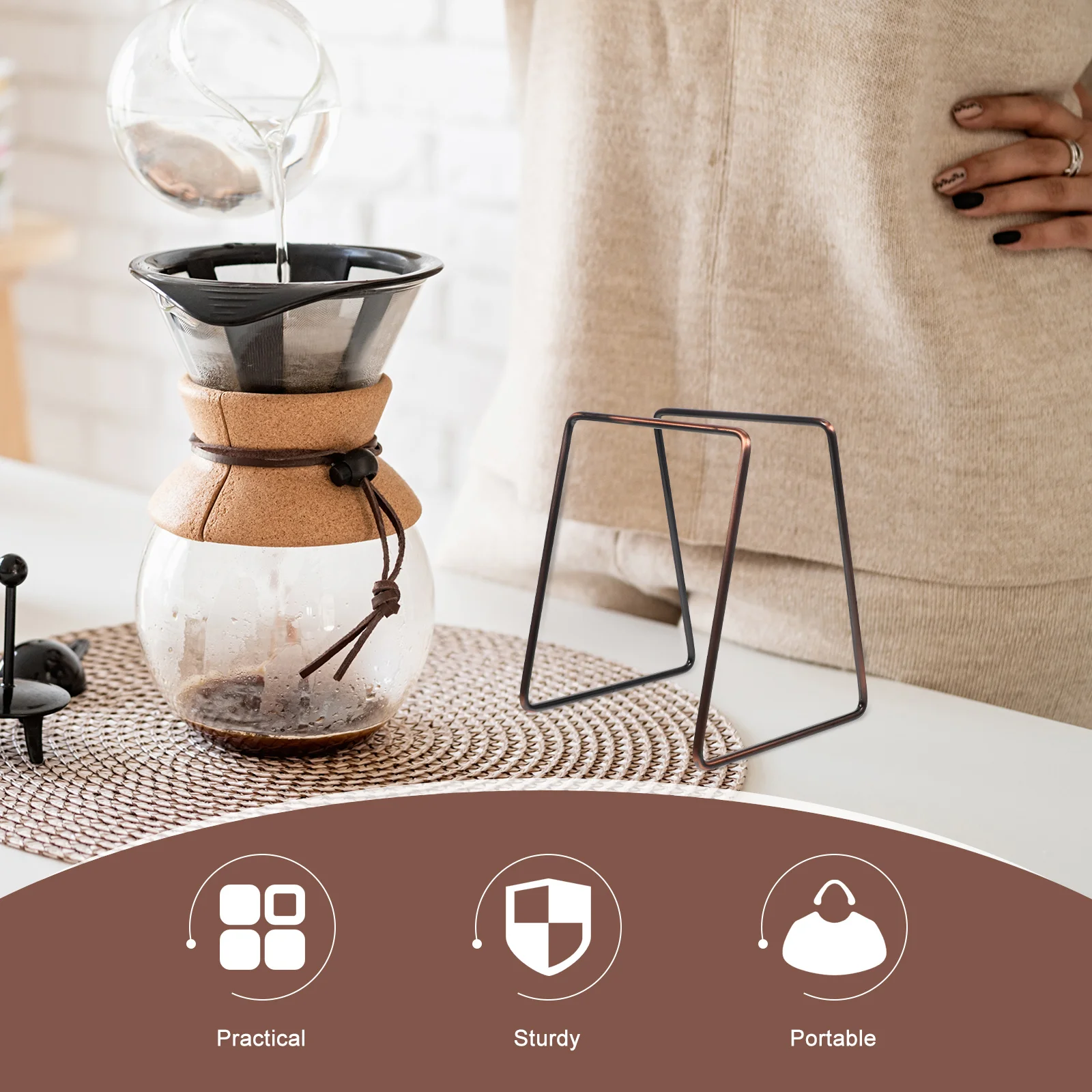 

Metal Coffee Dripper Stand Brass Reusable Filter Cup Holder Accessory