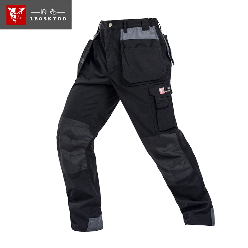 Bauskydd High quality Polycotton men\'s workwear wear-resistance multi-pockets cargo trousers black work pants men