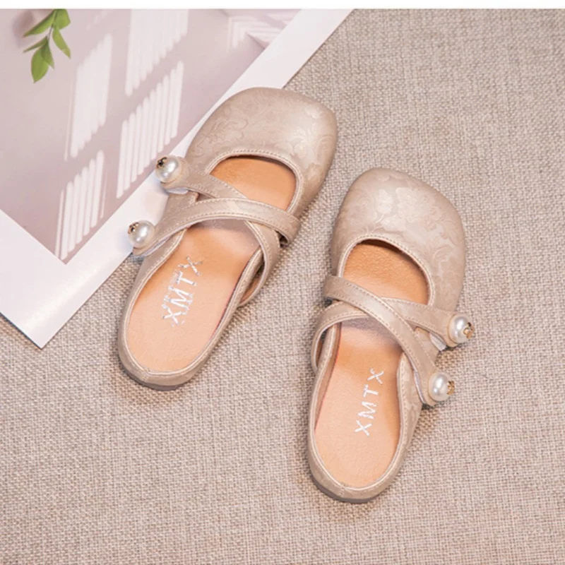 New Girl's Sandals  Summer and Autumn Edition Children's Bun Outdoor Versatile Fashion Slippers Girl Soft Sole Half Slipper