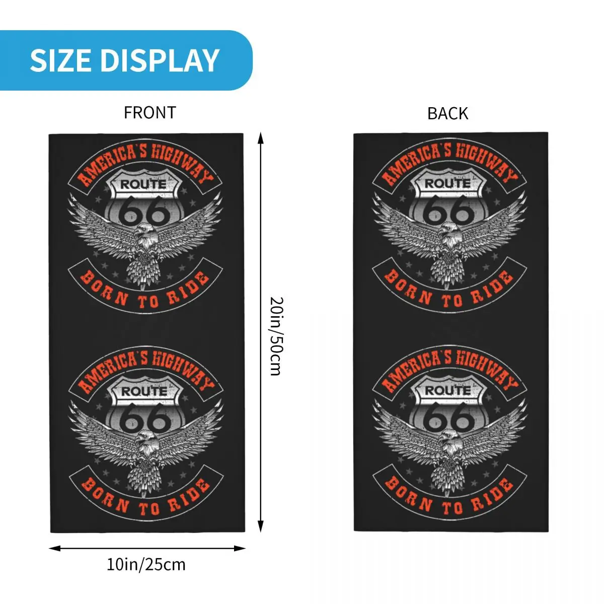 Custom Ride The Route 66 Bandana Neck Warmer Winter Ski Hiking Scarf Gaiter Biker Motorcycle Cruise America Highway Face Cover