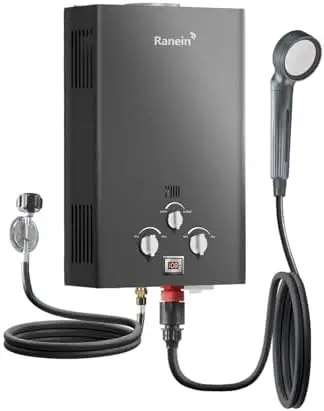 

GEN II Ranein 18L 85,300 BTU Portable Propane Water Heater – 4.74 GPM Instant Hot Water for Outdoors