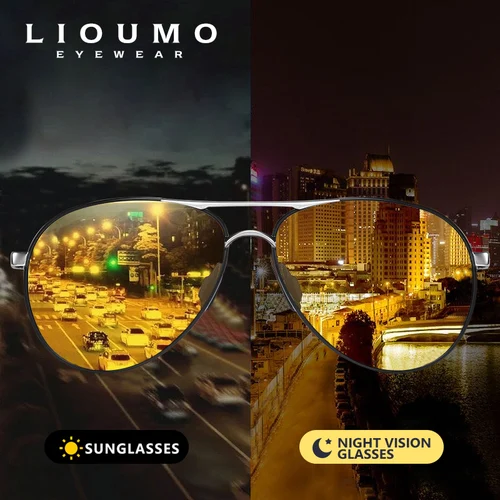 LIOUMO, gafas de sol de piloto de diseño de lujo de alta calidad, gafas de conducción de visión nocturna polarizadas fotocromáticas para hombres y mujeres zonnebril heren