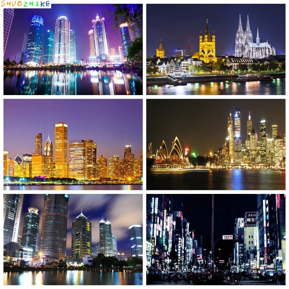 

Modern City Buildings Backdrop Art Architecture Kids Adult Travel Portrait Photography Background Decor Banner Photo Studio Prop