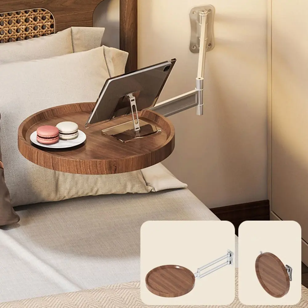

Wall Mounted Foldable Small Tea Round Tables Multi-Purpose Flexible Bedside Storage Rack Easy To Install Space Saving