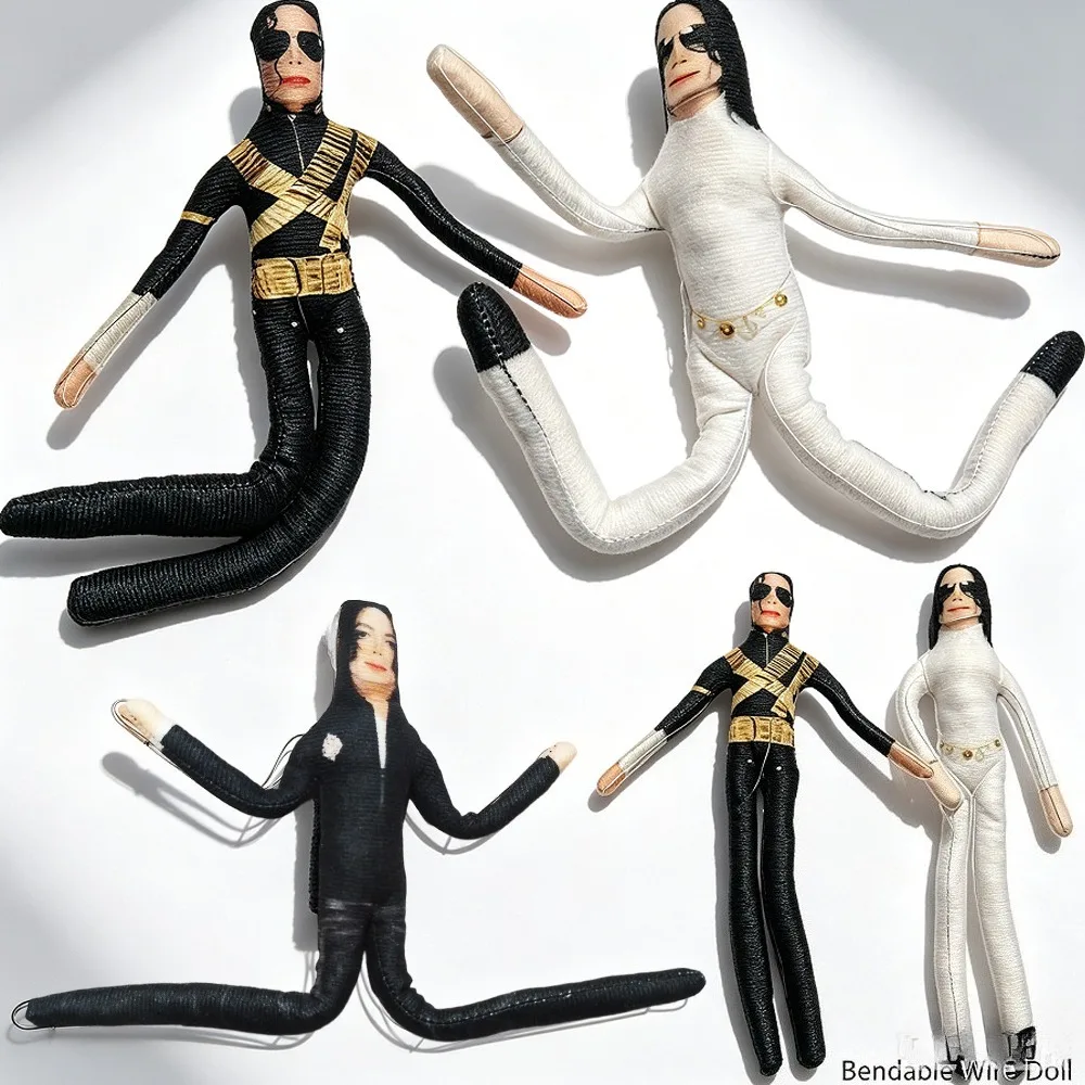 28cm Michael Jackson Bendable Plush Doll Built In Internal Wire Skeleton Poseable Stuffed Collectible Abstract Figurine Desktop