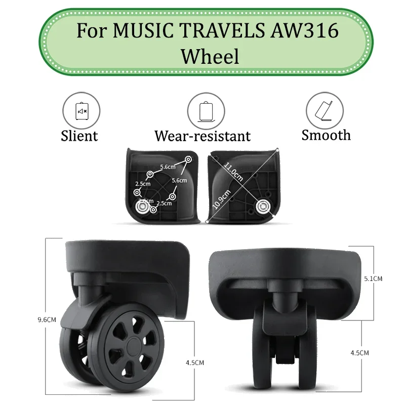 

For MUSIC TRAVELS AW316 Versatile Trolley Luggage Accessories Universal Wheels Suitcase Strong Compression Casters Replacement