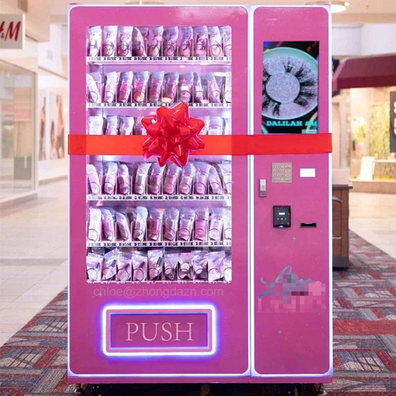 Pink Vending Machines Eyelash Vending Machine Automatic Beauty Vending Machine With Card Payment