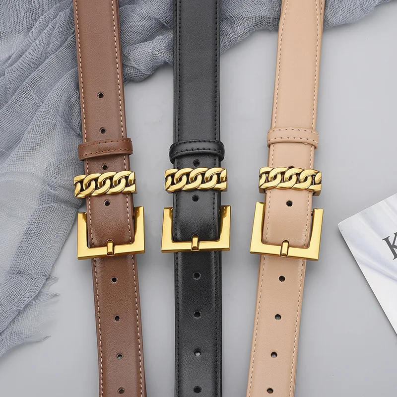 Luxurious Belt for Women\'s Advanced Feel Soft and Fashionable Versatile Genuine Leather Needle Buckle Belt Decorative Jeans Belt