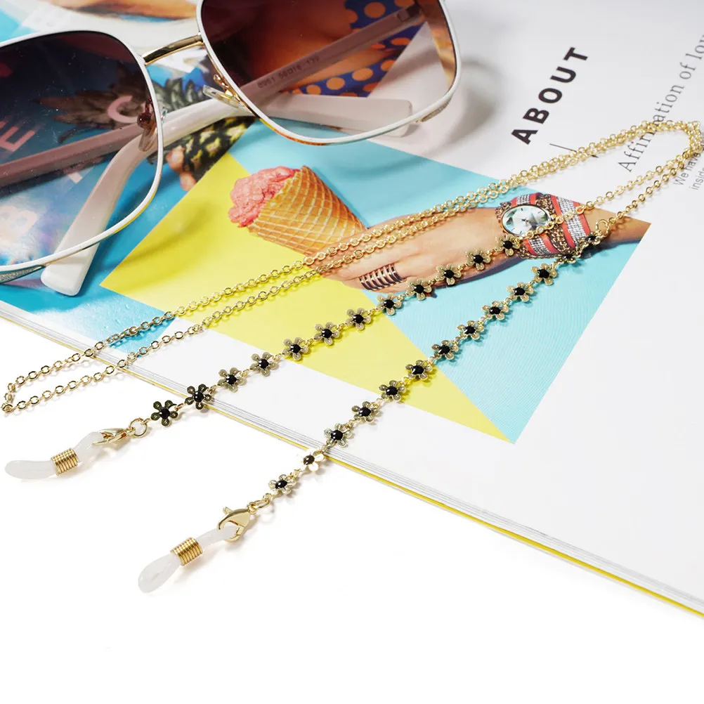 3Pcs Electroplated Glasses Chain Delicate Dripping Oil Small Flower Neck Hanging Multi-Purpose Eyeglasses Mask Anti-Lost Chain
