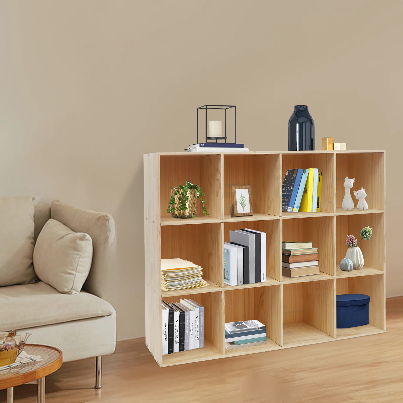 12-Cube Storage Shelf Bookcase - Bookcase Wood Shelf recension och pris
