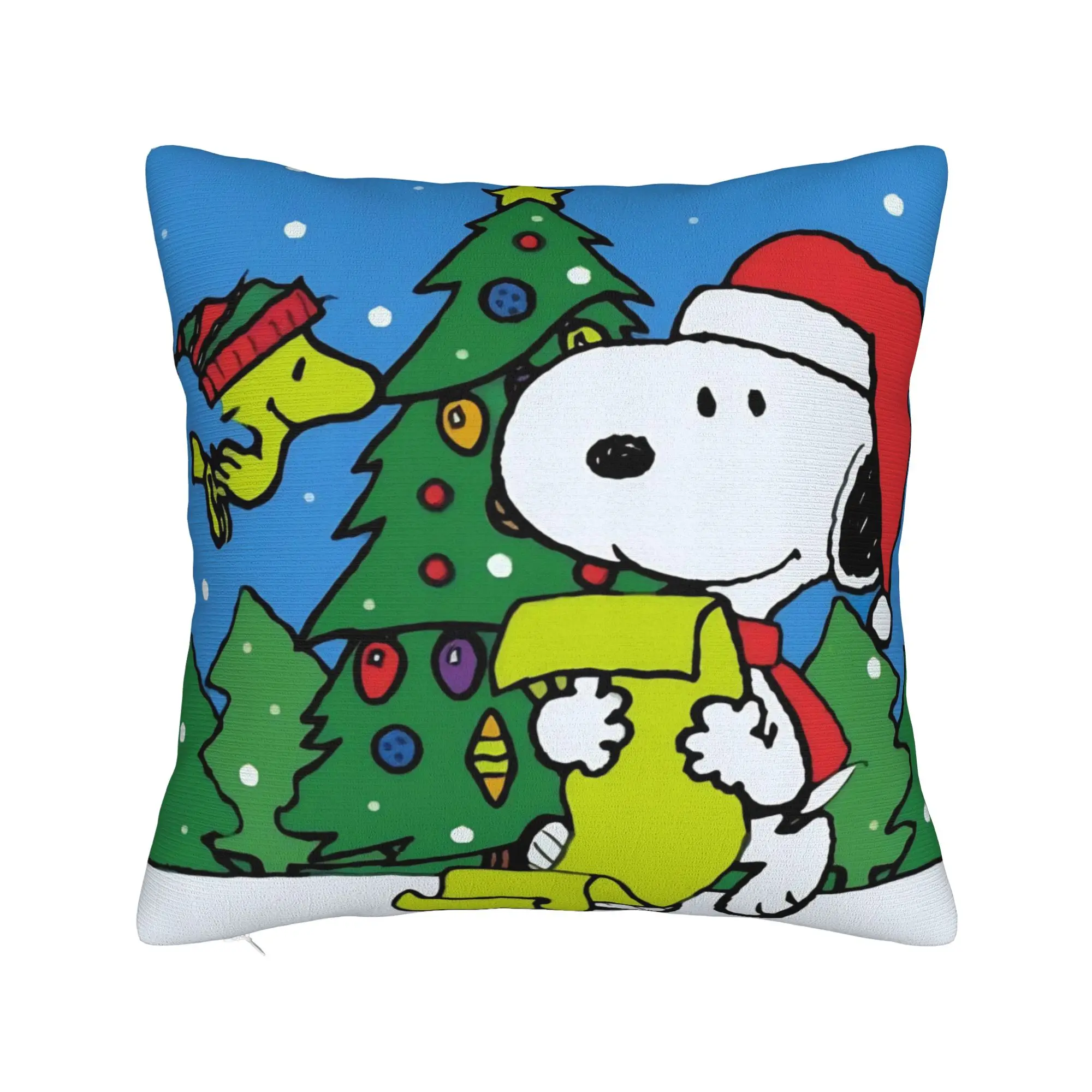 S-Snoopys Xmas Christmas Tree Square Pillow Cases  Cushion Cover Vintage Zipper Decor Throw Pillow Case Cover for Home 18
