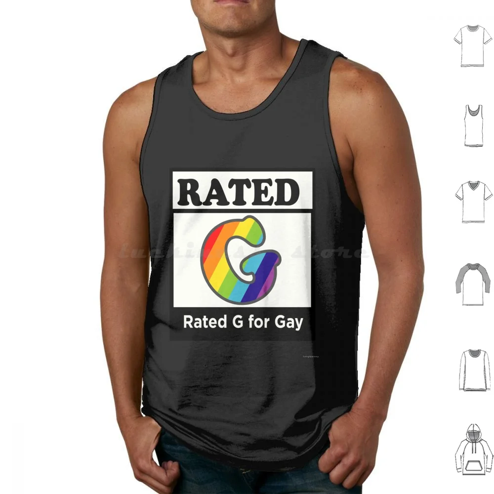 Rated G For Pride Funny Pun Meme Tank Tops Print Cotton Perfect For Queer Pride Love Rainbow Bisexual Im Rating