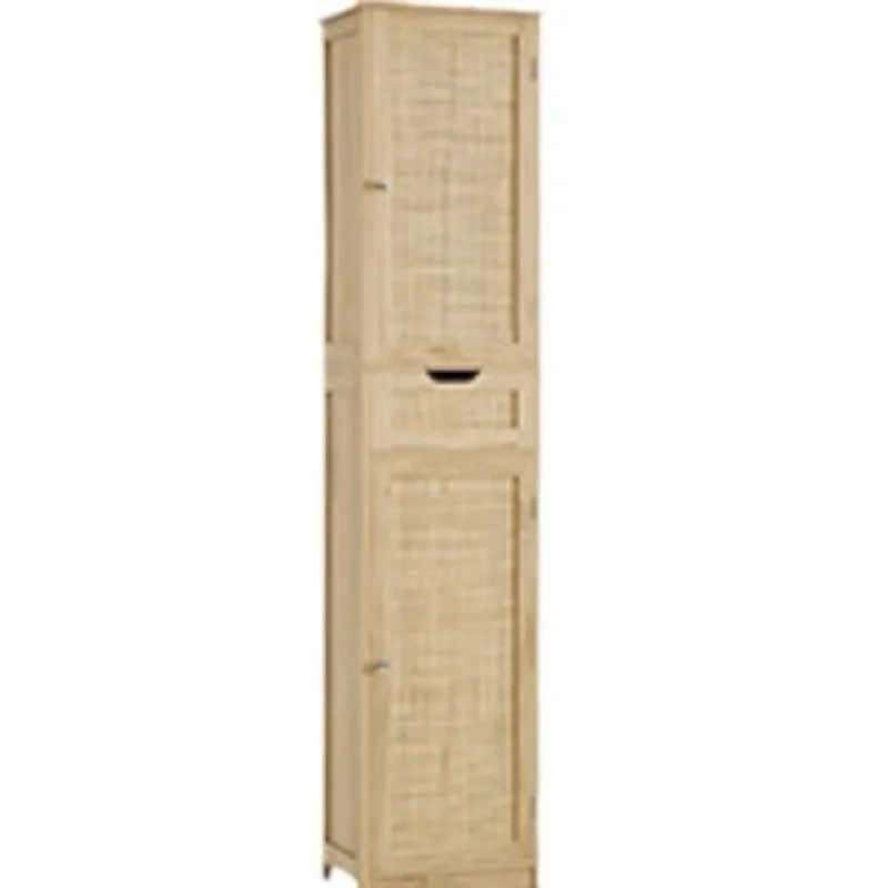 Rattan storage cabinet against the wall, with baffle drawers, bookcase side cabinet