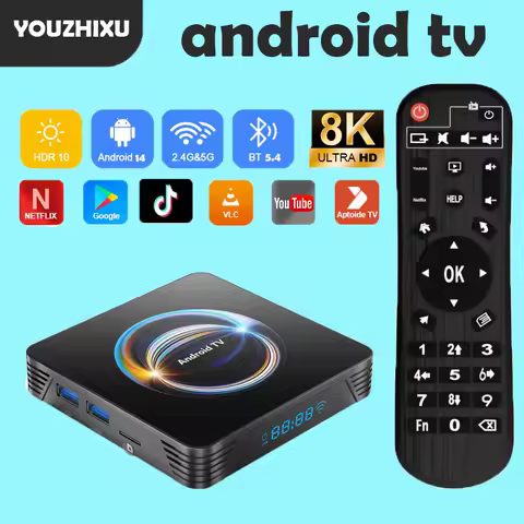 Smart TV Box Android14 X66 8GB+128GB Rockchip RK3528 8K WiFi 6 Bluetooth5.4 Google YouTube Voice Remote Media Player Set Top Box