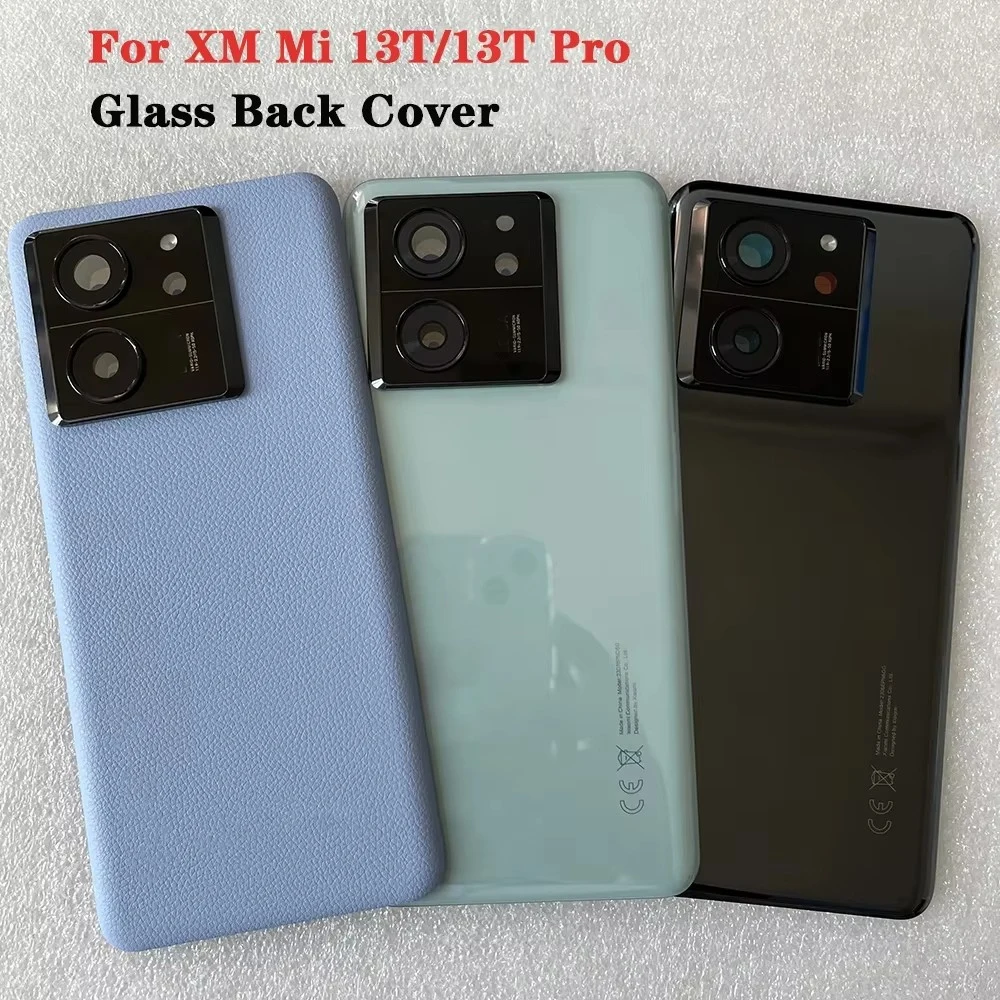 Image of Für Mi 13T Gehärtetes Glas Rückabdeckung für XM Mi13T/13T Pro Ersatzteile Rückbatterieabdeckung + Kamerarahmen