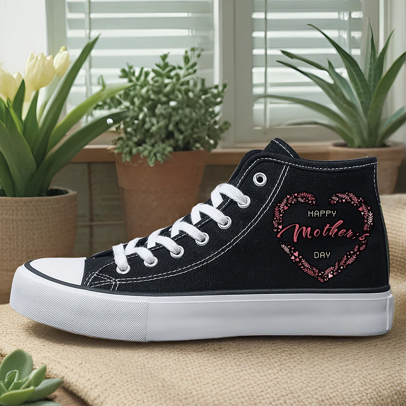 

Women's Sports Shoes Student Sports Enthusiasts Mother's Day Spring and Summer Women's Canvas Shoes Leaf Heart Round Toe High Top Round Toe Flats Bottom Breathable Vulcanized Shoes Digital Printing Women's Shoes
