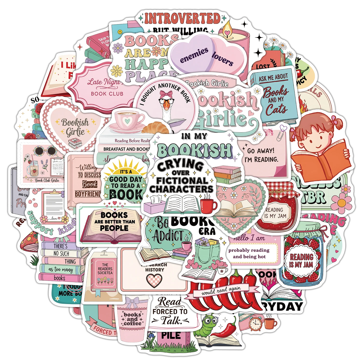 10/30/50PCS Book Lover Bookish Quote Stickers Reading Slogan Bookworm Reader DIY Decor For Laptop Journal Graffiti Sticker Pack