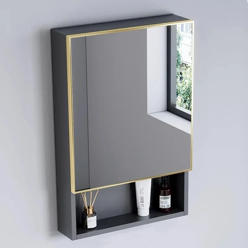 Nordic Bathroom Cabinets Wall-hung Type Rust-proof Makeup Shelves Mirror Cabinet Shelf Simple Home Furniture Armario Bano FYBC