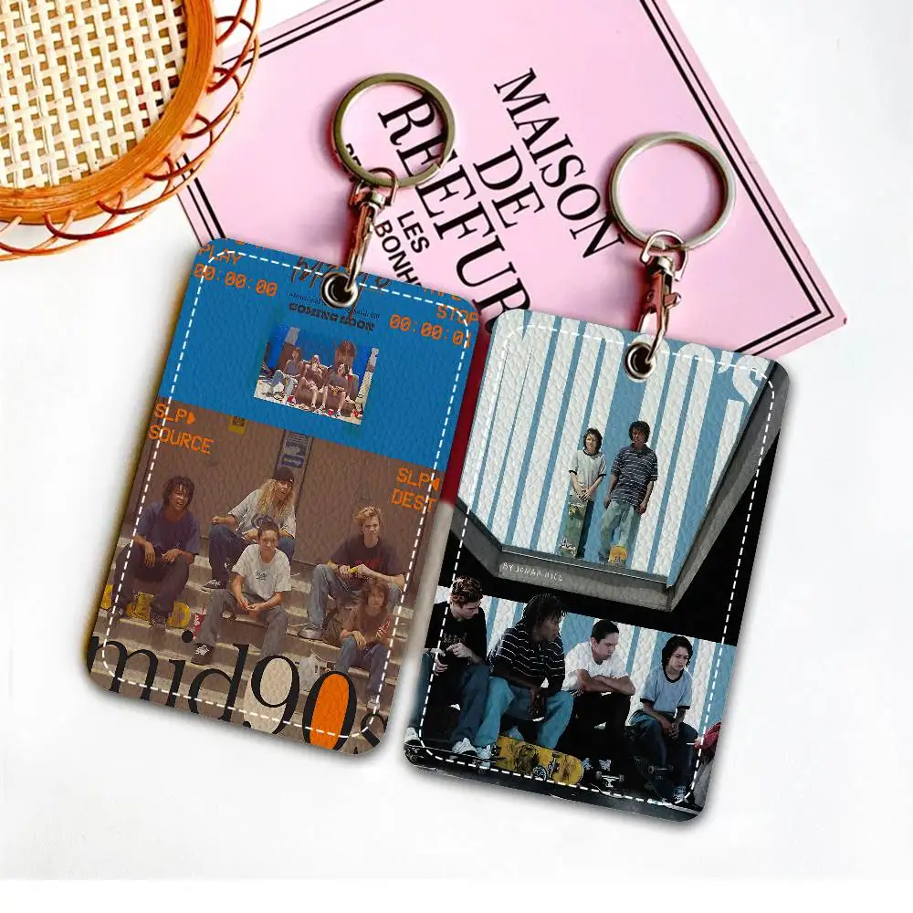 Mid90s TV Movie Rectangle ID Card Case Keychain Access Card Bag Key Tag Ring Leather Card Holder Key Ring Access