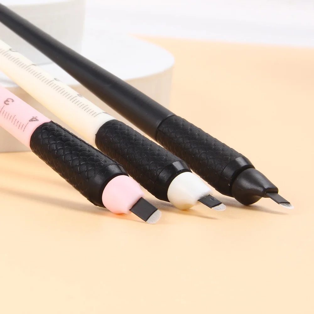 0.15mm 18U Disposable Microblading Pen Semi-Permanent Makeup Eyebrow Tattoo Pen for Brows Hair strokes with ruler