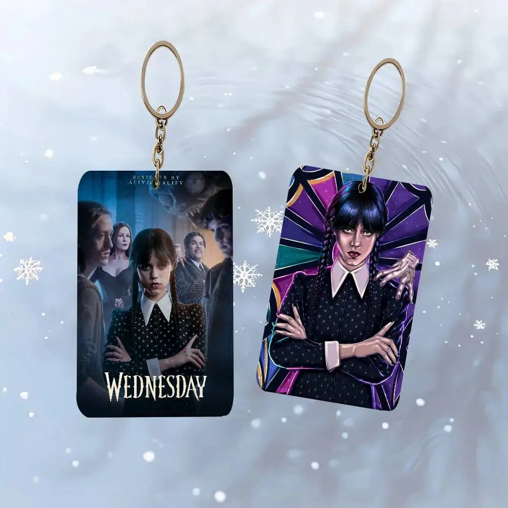 Wednesday 1 Card Holder, Leather Card Storage Box, Key Chain, Access Tag Holder, ID Card Holder, Key Chain