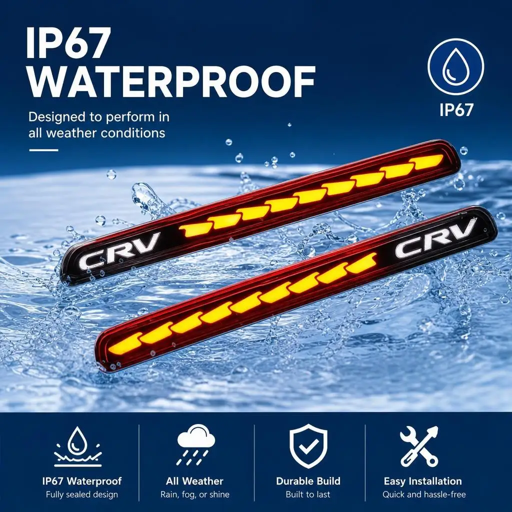 2x Rear Bumper Reflector LED Signal Light For Honda CRV 2023-2025 Car Dynamic Turn Signal Brake Warning Lamp Rear Fog Indicators Lamp