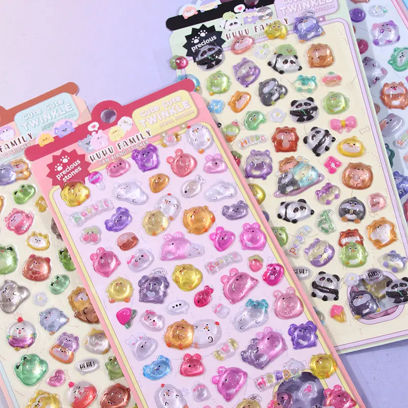 

1 шт./4 шт. Мультяшные 3D-наклейки «Счастливая семья» с рельефным изображением для дневников, скрапбукинга, милые канцелярские наклейки, декор для школы, подарок