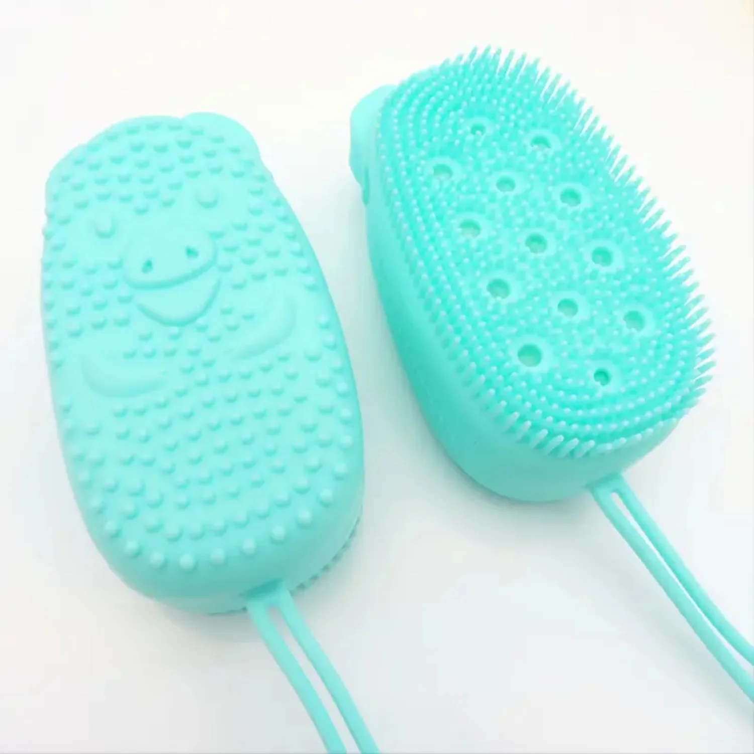 1pc Cute Bear Shaped Silicone Bath Scrubber, Gentle Body Exfoliating Shower Scrub