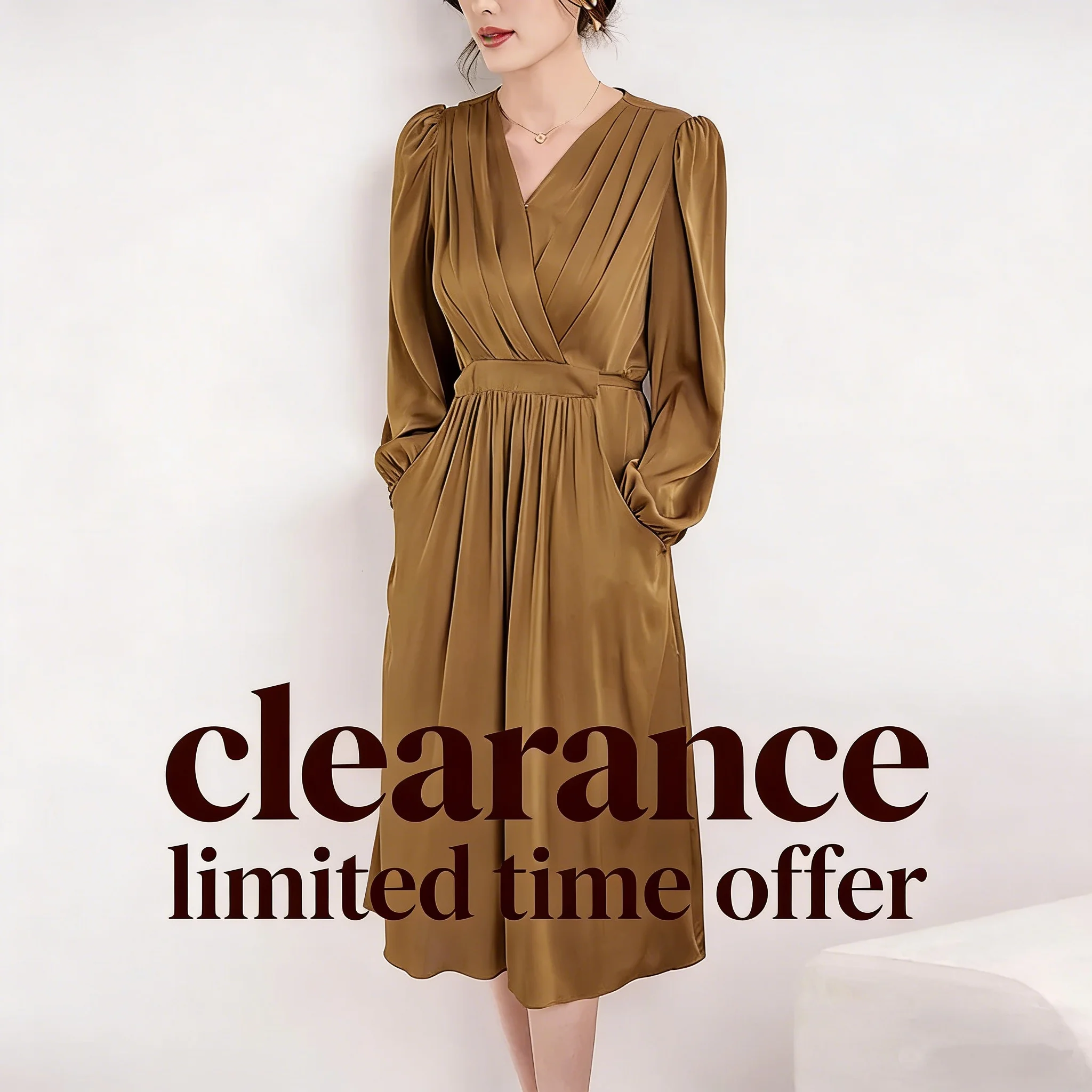 

Распродажа, 19 мм, 92,5% шелк, элегантные платья, v-образный вырез, длинные рукава, высококачественное свободное платье, осенняя новая юбка