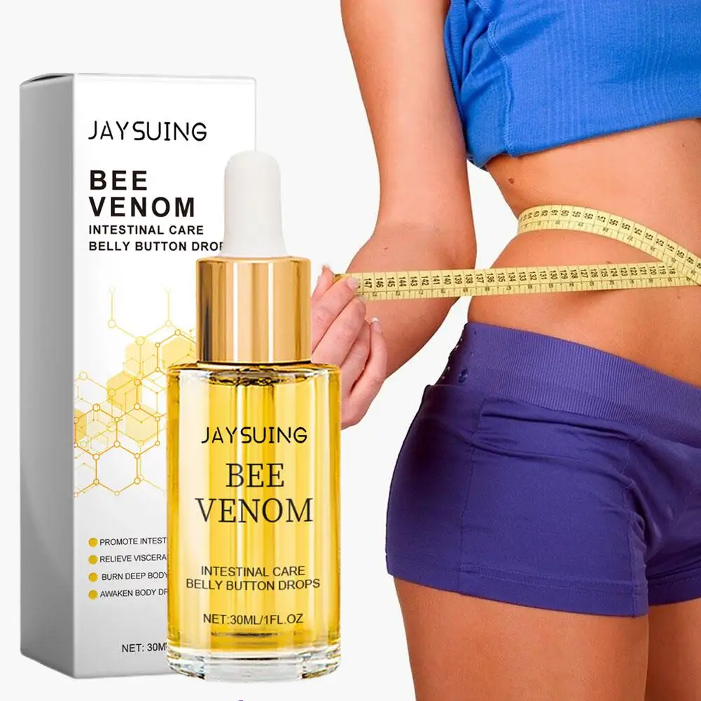 New High-end 30ml Bee Intestinal Detox Belly Button Tummy Curves Drops Massage Burning Fat Essence Body Firming Tightening W2C2