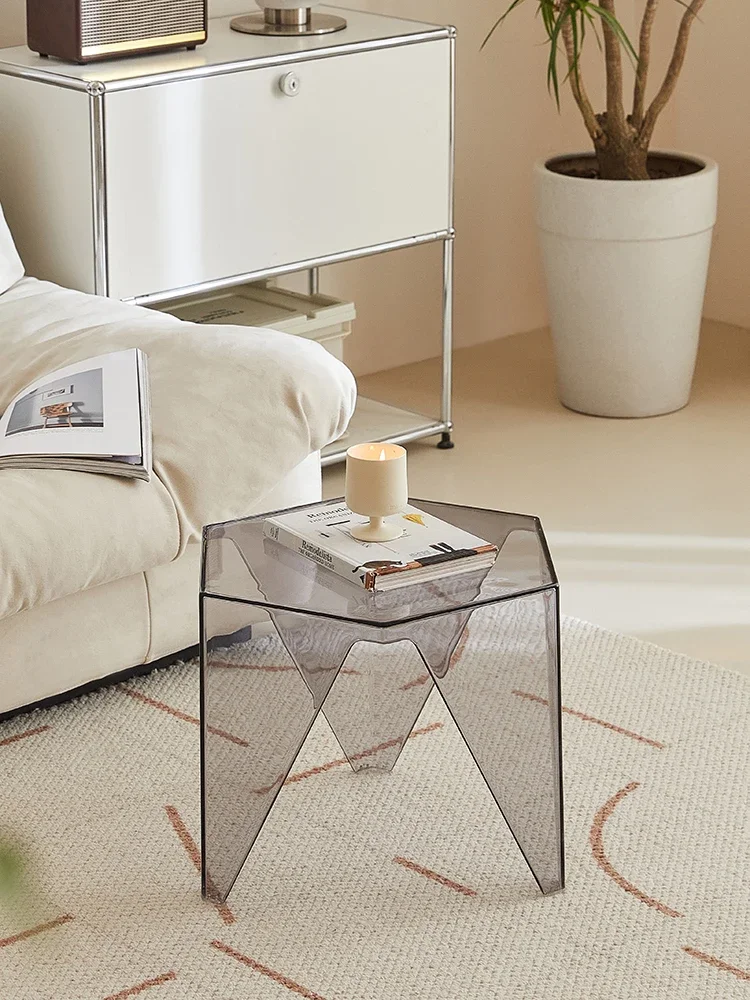 Transparent edge table, family living room sofa, small coffee table, bedroom bedside table, small table