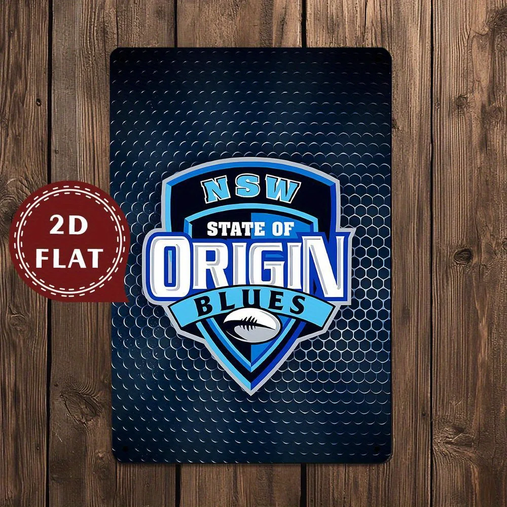Vintage New Jersey Origin Blue Team Decorative Plaque - Retro Metal Wall Sign with Shield Design, Honeycomb Background, Perfect