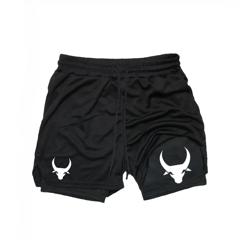 

Мужские спортивные шорты для бега и тренировок, быстросохнущие, для баскетбола, 2-в-1, двухслойные, с петлей для полотенца, в стиле хип-хоп, для активного отдыха, Harajuku