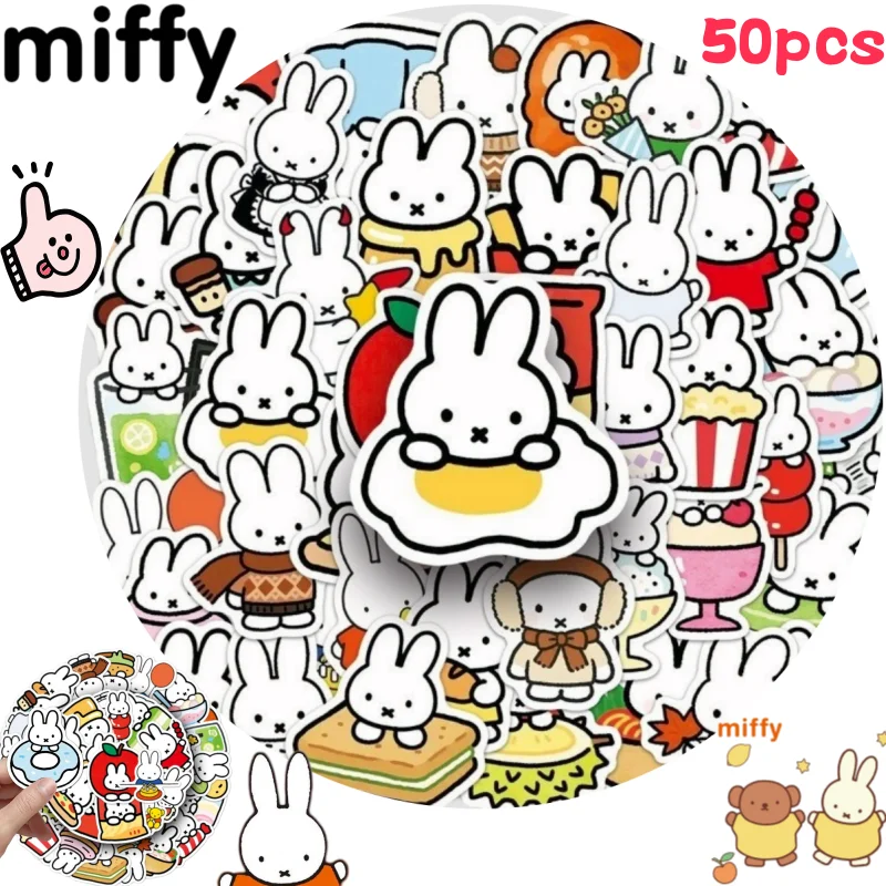 

Miffy Rabbit 50 Stickers High Color Value Cartoon High Definition Printing Girl's Heart Cute Hand Book diy Desktop Decoration