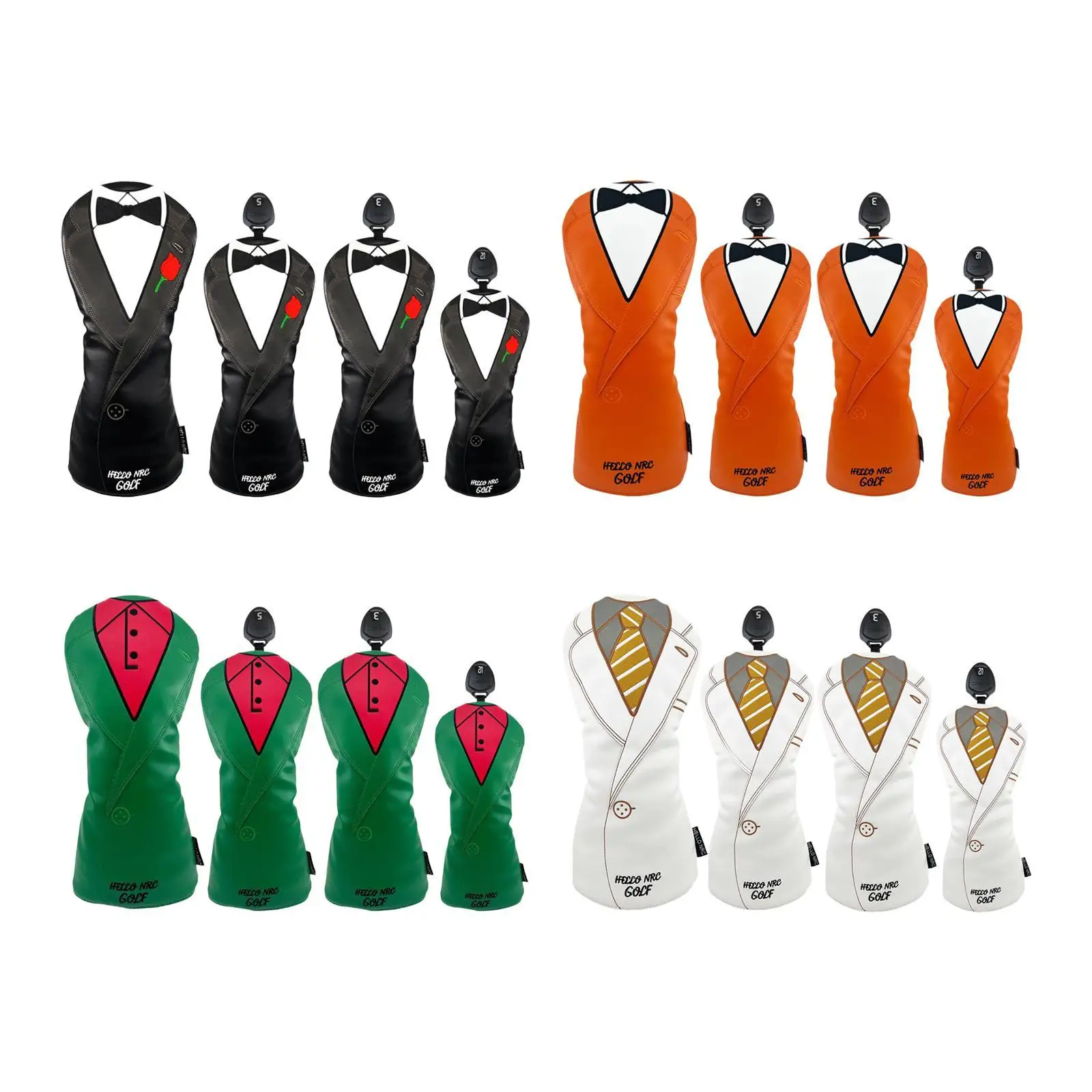 

4x Golf Club Head Covers Transport Protection Long Neck Golf Headcovers